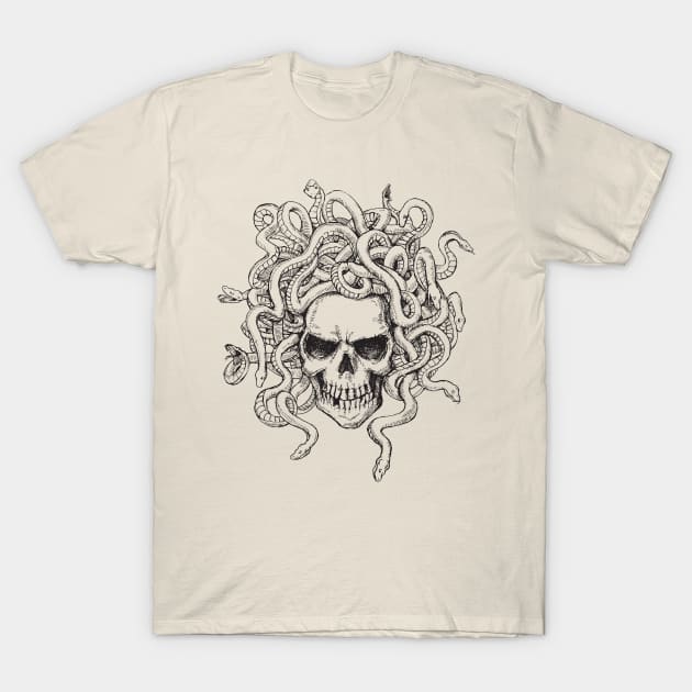 skull snake hair T-Shirt by imdesign